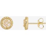 Rosa Runde Diamant Ohrringe aus Gelbgold mit Morganit für Damen 