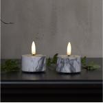 Graue Romantische LED Kerzen mit beweglicher Flamme aus Zement 2-teilig 