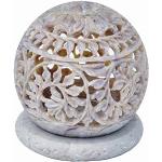 StarZebra Teelichthalter aus Speckstein, handgefertigt, kugelförmig, mit aufwendigem offenem Rankenmuster