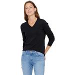 Reduzierte Schwarze Langärmelige V-Ausschnitt Kaschmir-Pullover aus Wolle für Damen Größe M 
