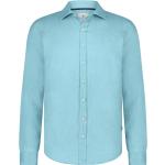 Hellblaue Unifarbene Langärmelige State of Art Herrenlangarmhemden aus Leinen Größe 3 XL 