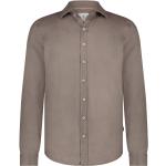 Braune Unifarbene Langärmelige State of Art Herrenlangarmhemden aus Leinen Größe 3 XL 