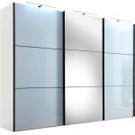 STAUD Kleiderschrank LENTO 249 x 222 x 68 cm Nachbildung/Glas grau/weiß - mit 3 Schwebetüren inkl. Schließdämpfer