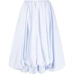 Weiße Gestreifte Midi High Waist Röcke & Taillenröcke für Damen 