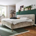 Beige Moderne Homedreams Rechteckige Polsterbetten mit Bettkasten aus Massivholz mit Stauraum 160x200 