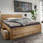 Braune Moderne Life Meubles Rechteckige Betten mit Bettkasten Geölte aus Massivholz mit Stauraum 160x200 