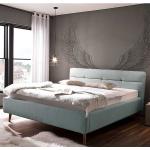 Hellblaue Moderne Homedreams Rechteckige Polsterbetten mit Bettkasten mit Stauraum 160x200 