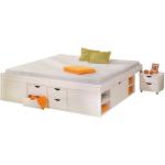 Weiße Moderne Topdesign Rechteckige Betten mit Bettkasten lackiert aus Massivholz mit Stauraum 140x190 