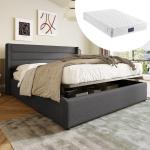 Reduzierte Graue Moderne Betten mit Matratze aus Holz mit Stauraum 140x200 