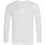 Weiße Langärmelige Stedman Henleykragen T-Shirts aus Baumwolle für Herren Größe S 