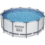 Steel Pro MAX Bestway Frame Pool Komplett-Set mit Filterpumpe Ø 366 x 122 cm, lichtgrau, rund