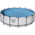 Steel Pro MAX Bestway Frame Pool Komplett-Set mit Filterpumpe Ø 457 x 122 cm, lichtgrau, rund
