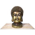 Buddha Figur goldfarben Kopf-Skulptur Buddha-Kopf mit Vier Emotionen Deko-Figur