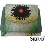 Stefano Handbemalte Minibörse mit Überschlag-Damen-Geldbörse-Leder-grün