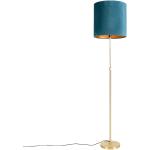 Stehleuchte Gold / Messing mit Veloursschirm blau 40/40 cm - Parte Klassisch / Antik E27 Innenbeleuchtung