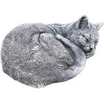 Graue 28 cm Katzenfiguren für den Garten aus Kunststein wetterfest 