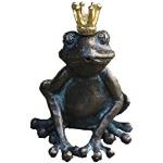 Steinfiguren Horn Wasserspeier Froschkönig, Bronze Frosch, Tierfigur für Garten & Teich