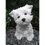 Weiße 14 cm Hundefiguren aus Kunststein 