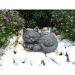 Graue 10 cm Katzenfiguren für den Garten aus Kunststein 