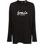 Reduzierte Schwarze Langärmelige Stella McCartney Rundhals-Ausschnitt Print-Shirts aus Baumwolle für Damen Größe XS 