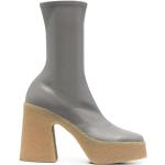 Reduzierte Graue Stella McCartney Karree Ankle Boots & Klassische Stiefeletten mit Reißverschluss für Damen Größe 40,5 