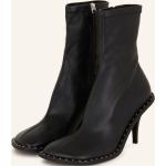 Reduzierte Schwarze Stella McCartney High Heel Stiefeletten & High Heel Boots mit Nieten mit Reißverschluss aus Kunstleder für Damen Größe 39 