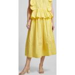 Gelbe Unifarbene Stella Nova Midi Faltenröcke mit Reißverschluss aus Baumwolle für Damen Größe S 
