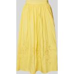 Gelbe Unifarbene Stella Nova Midi Faltenröcke mit Reißverschluss aus Baumwolle für Damen Größe S 