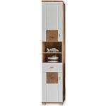 Reduzierte Weiße Moderne Bad Hochschränke matt aus Eiche mit Schublade Breite 0-50cm, Höhe 150-200cm, Tiefe 0-50cm 