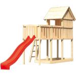 Rote Akubi Spieltürme & Stelzenhäuser aus Fichte mit Sandkasten 
