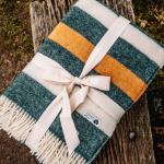 Grüne Gestreifte Bio Picknickdecken & Gartendecken aus Wolle 130x200 