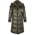 Olivgrüne Gesteppte Alba Moda Maxi Damensteppmäntel & Damenpuffercoats aus Kunstfaser mit Kapuze Größe L 