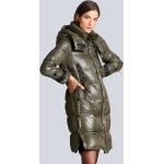 Olivgrüne Gesteppte Alba Moda Maxi Damensteppmäntel & Damenpuffercoats aus Kunstfaser mit Kapuze Größe L für den für den Herbst 
