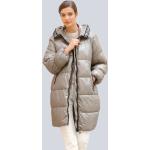Sandfarbene Gesteppte Alba Moda Maxi Damensteppmäntel & Damenpuffercoats aus Kunstfaser mit Kapuze Größe L für den für den Herbst 
