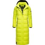 Neongrüne Gesteppte Navahoo Maxi Damensteppmäntel aus Fleece mit Kapuze Größe XS für den für den Winter 