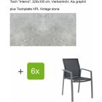 Reduzierte Silbergraue Moderne Stern Gartenmöbelsets & Gartengarnituren matt aus Aluminium UV-beständig 7-teilig 