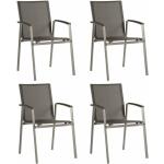 Reduzierte Silbergraue Moderne Stern Top Gartenstühle Metall matt aus Polyrattan stapelbar 4-teilig 