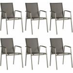 Reduzierte Silbergraue Moderne Stern Top Gartenstühle Metall matt aus Polyrattan stapelbar 6-teilig 