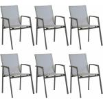 Reduzierte Anthrazitfarbene Moderne Gartenstühle Metall matt aus Polyrattan stapelbar 6-teilig 