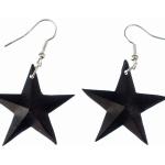 Schwarze Sterne Gothic Ohrringe & Ohrschmuck mit Weltallmotiv versilbert handgemacht 