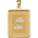 Goldene Wenz Fische-Anhänger mit Sternzeichen-Motiv glänzend aus Gelbgold für Damen 
