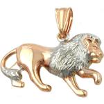 Goldene Löwe-Anhänger mit Löwen-Motiv glänzend aus Rotgold 9 Karat 