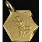 Goldene Juwelier Harnisch Runde Jungfrau-Anhänger mit Sternzeichen-Motiv aus Gold 9 Karat 