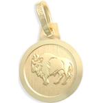 Goldene Viennagold Runde Stier-Anhänger mit Sternzeichen-Motiv aus Gold 14 Karat für Kinder für Zeremonien 