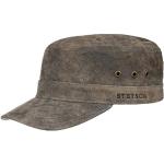 Dunkelbraune Vintage Stetson Army-Caps aus Leder für Herren Größe XXL für den für den Sommer 