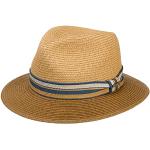 Braune Gestreifte Stetson Panamahüte aus Stroh 63 für Damen Größe XXL für den für den Sommer 