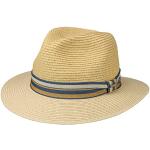 Beige Gestreifte Stetson Panamahüte aus Stroh 63 für Damen Größe XXL für den für den Sommer 