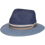 Blaue Gestreifte Stetson Panamahüte aus Stroh 55 für Damen Größe XXL für den für den Sommer 