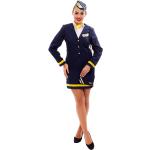 Marineblaue Buttinette Stewardessenkostüme mit Schulterpolstern für Damen 