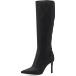 Reduzierte Schwarze Tamaris Spitze High-Heel Stiefel mit Reißverschluss aus Textil für Damen Größe 36 mit Absatzhöhe 5cm bis 7cm 